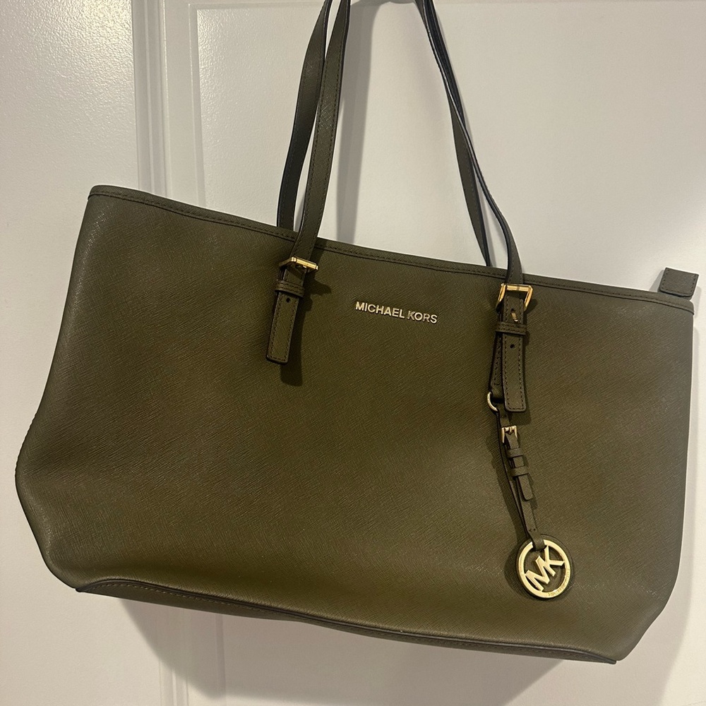 Michael Kors Dark Green Tote Bag